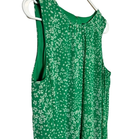 DKNY Kelly Green Pleated Sheer Lined Pullover Floral Sleeveless Dress Party 12 - Picture 7 of 9